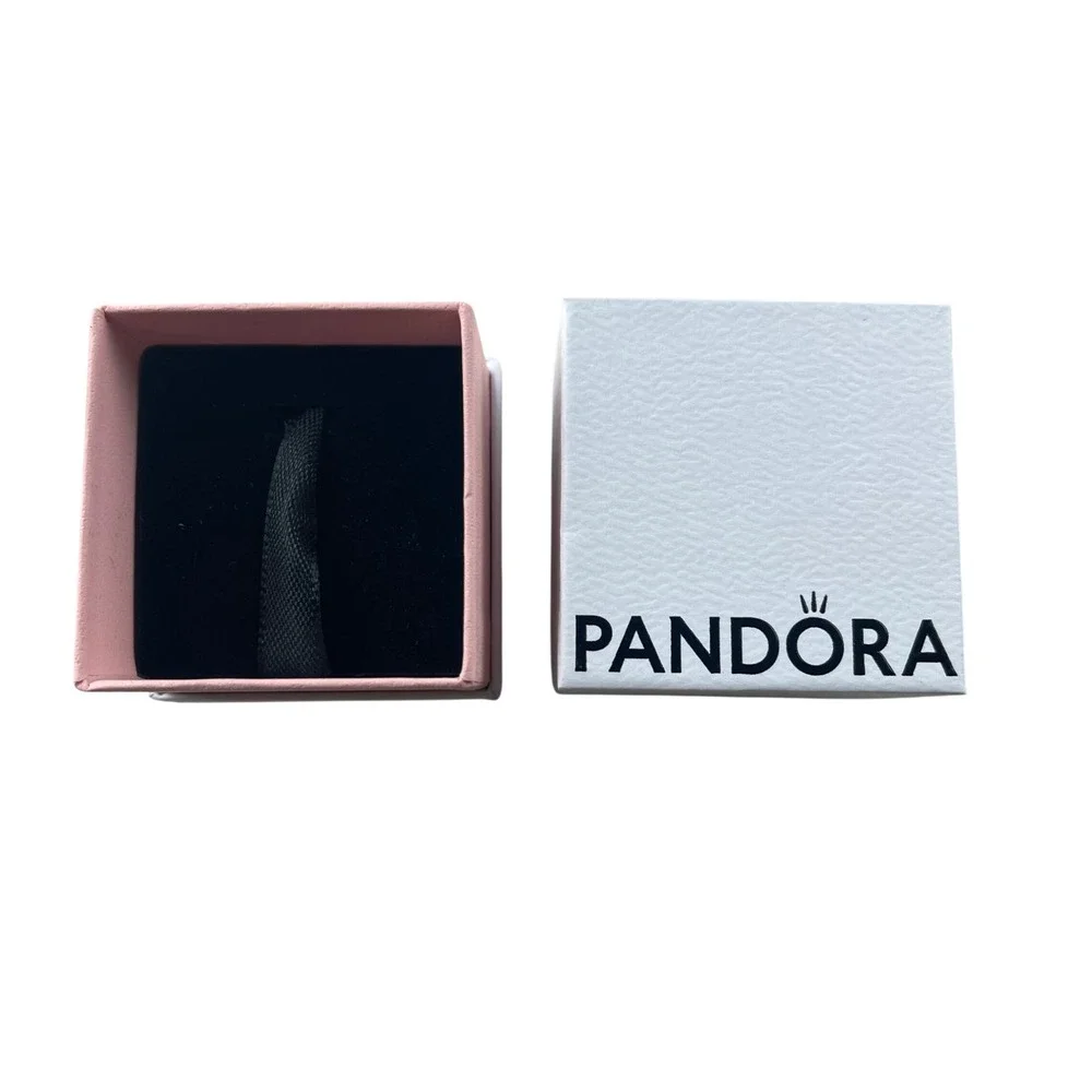 Pandora Charm Ring Gift Box White Pink Interior Black Velvet Cushion 2